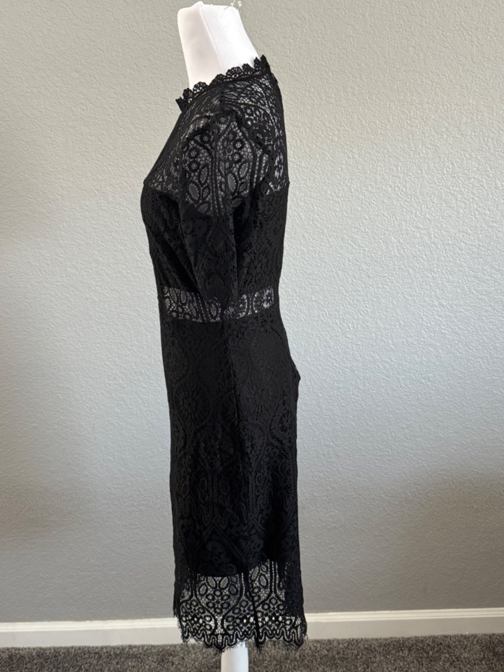 Lulu's Remarkable Elegant Bodycon Black Lace Dress Size Medium - Picture 6 of 13
